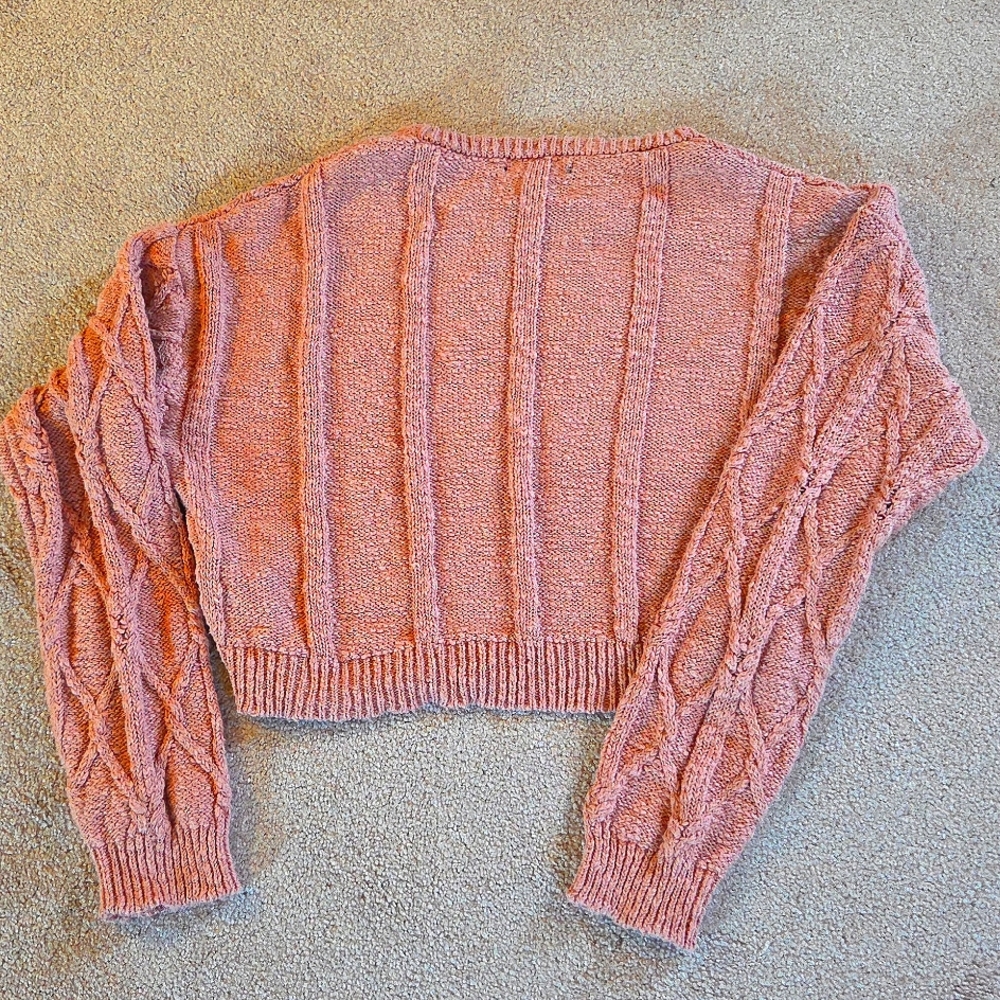 Forever 21 Pink Cable Knit Crew Neck Sweater - Picture 3 of 3